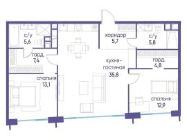 Новостройки, 2-комн., Москва